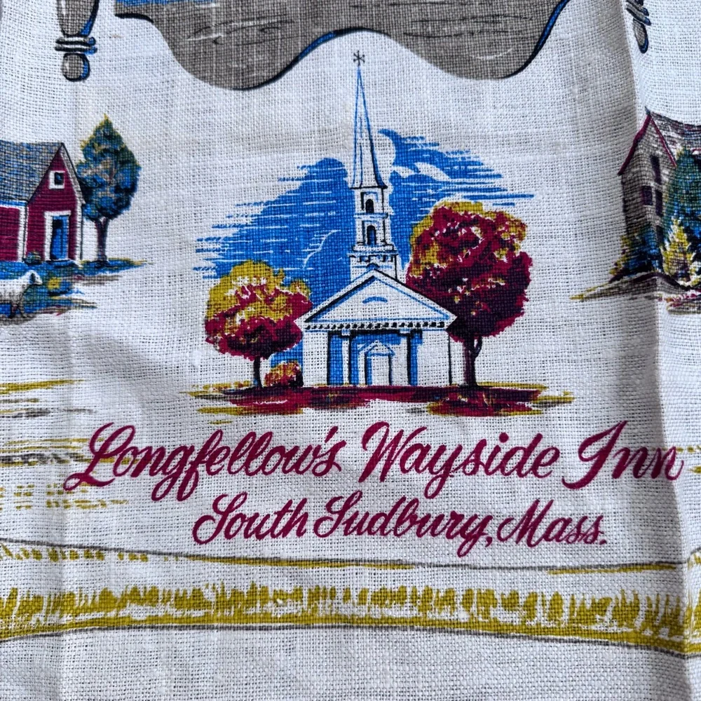 Vintage Kay Dee Linen Towel Longfellow's Wayside Inn Massachusetts MCM